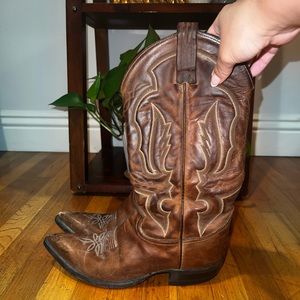 Brown Leather Justin Cowboy Boots